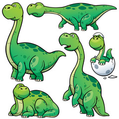 Vector illustration of Dinosaurs Cartoon Character Set