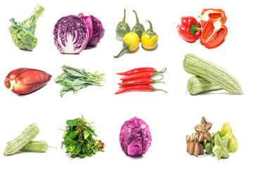 Collection of Vegetable isolate on white
