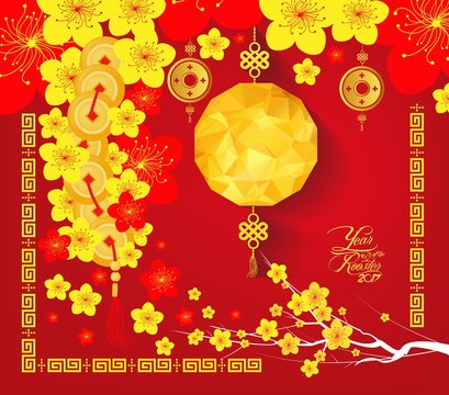 Happy Chinese new year 2017 card, Chinese lantern