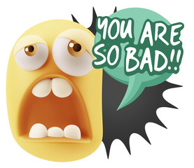 3d Rendering Sad Character Emoticon Expression saying You are so