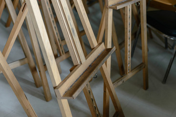 Close-up easels in the studio