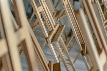 Close-up easels in the studio