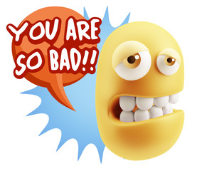 3d Rendering Sad Character Emoticon Expression saying You are so