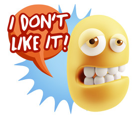 3d Rendering Sad Character Emoticon Expression saying I Don't Li