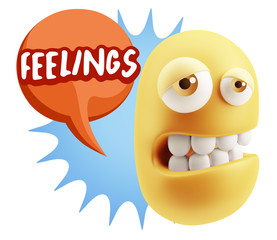 3d Rendering Sad Character Emoticon Expression saying Feelings w
