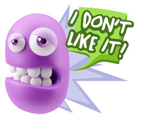 3d Rendering Sad Character Emoticon Expression saying I Don't Li