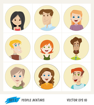 Set of people avatar icons