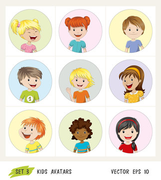 Set of kids avatar icons