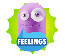 3d Rendering Sad Character Emoticon Expression saying Feelings w