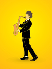 Saxophone player graphic vector.