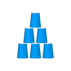 Pyramid of cups in blue design
