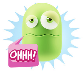 3d Rendering Sad Character Emoticon Expression saying Oh with Co