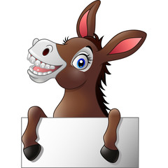 Funny donkey with blank sign