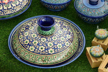 Dishes in Kazakh national style on display in the market
