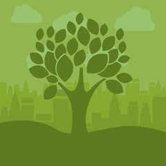 Tree plant icon. Eco and green city theme. Colorful design. Vector illustration