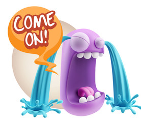 Naklejka premium 3d Rendering Sad Character Emoticon Expression saying Come On wi