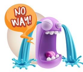 Naklejka premium 3d Rendering Sad Character Emoticon Expression saying No Way wit