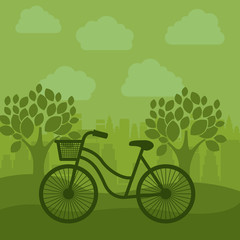 Bike buildings and clouds icon. Eco and green city theme. Colorful design. Vector illustration