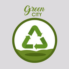 Recycle inside button icon. Eco and green city theme. Colorful design. Vector illustration