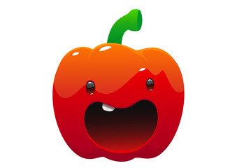 pepper cartoon character bright juicy on a white background
