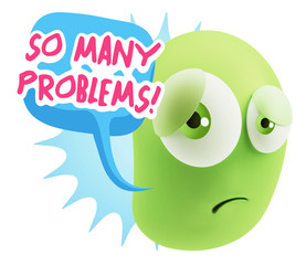 3d Rendering Sad Character Emoticon Expression saying So Many Pr