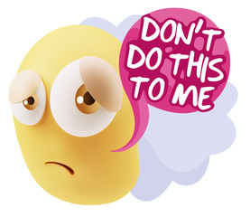 3d Rendering Sad Character Emoticon Expression saying Don't do t