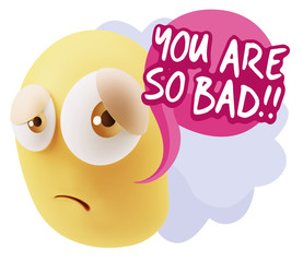 3d Rendering Sad Character Emoticon Expression saying You are so