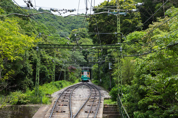 Fototapeta premium Maya Cable Car on track in mount Maya and Rokko