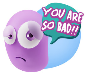3d Rendering Sad Character Emoticon Expression saying You are so