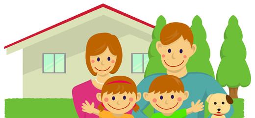 Family illustration (with house) [vector] 