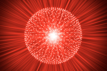 Nucleus of Atom Nuclear explode ray radiation light science abstract blur background.
