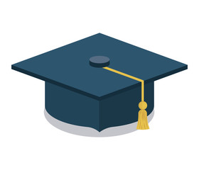 Graduation cap icon. Uniform and university theme. Colorful design. Vector illustration
