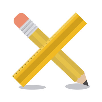 Pencil and ruler tool icon. Draw write school and instrument theme. Colorful design. Vector illustration