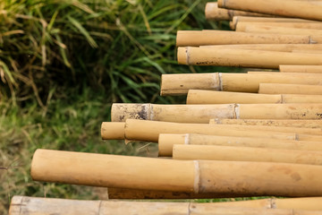 Natural brown bamboo stacks