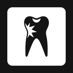 Human tooth with caries icon in simple style isolated on white background vector illustration