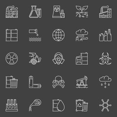 Pollution outline white icons