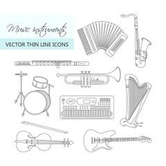 Fototapeta premium Music instruments thin line icon set for web and mobile.