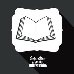 Book inside frame icon. Education school learning and study theme. Black and white design. Vector illustration