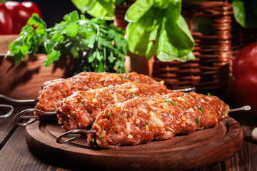 Raw traditional sish kebab