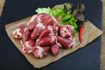 Raw chicken hearts
