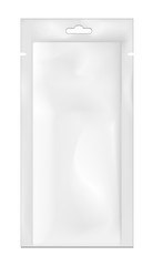 White empty plastic packaging. Blank foil or plastic sachet 