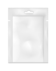 White empty plastic packaging. Blank foil or plastic sachet