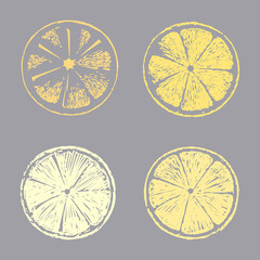 Abstract lemon slice, Sketch hand drawn