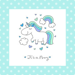 baby shower card with unicorn