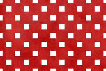 Vintage watercolor dark red square pattern.