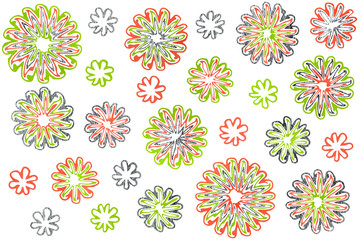 Watercolor abstract flowers on white background