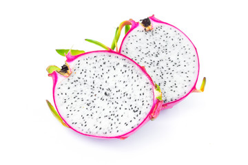 Dragon Fruit slice on white background, food and healthy concept