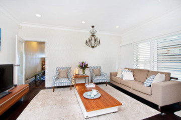a large bright spacious living room with sofas
