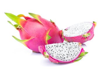 Dragon Fruit slice on white background, food and healthy concept