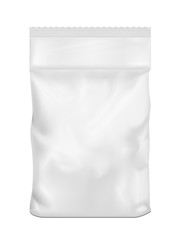 White blank plastic or paper washing powder packaging. Sachet fo
